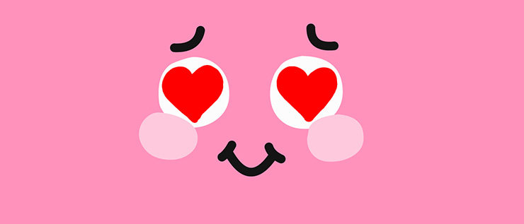 rosa Gefühls-Emoji mit Herzaugen
